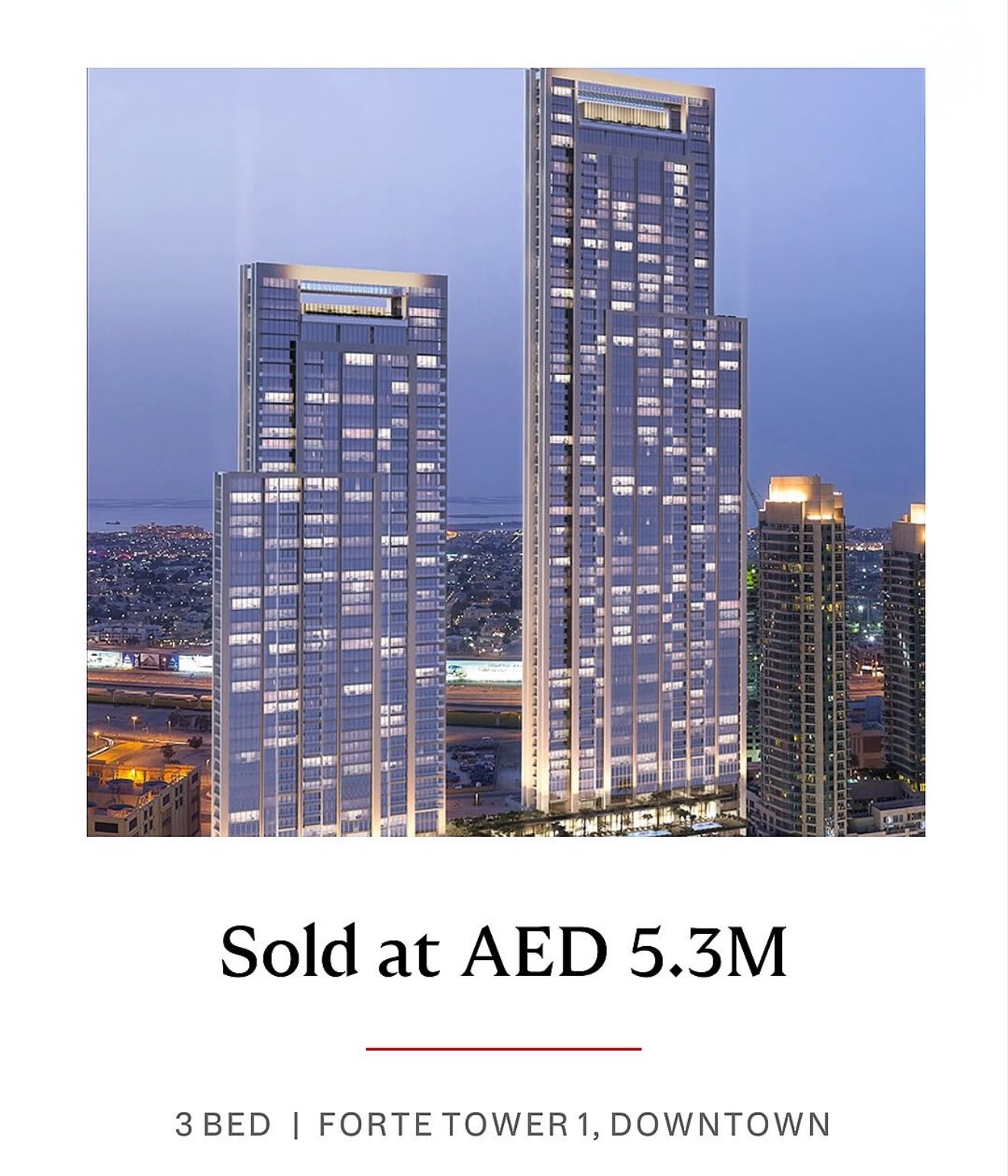 Sold Forte Tower 1 Downtown three bedroom AED 5.3M